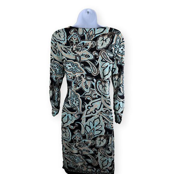INC International Concepts Side Ruched Paisley Print Jersey Knit Dress Petite L - Picture 7 of 9
